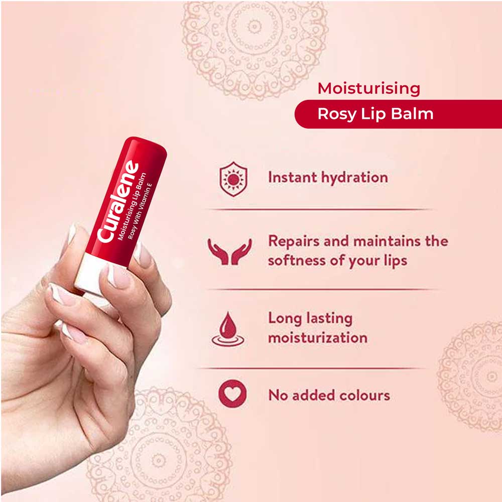 Curalene hydrating rosy lip balm stick