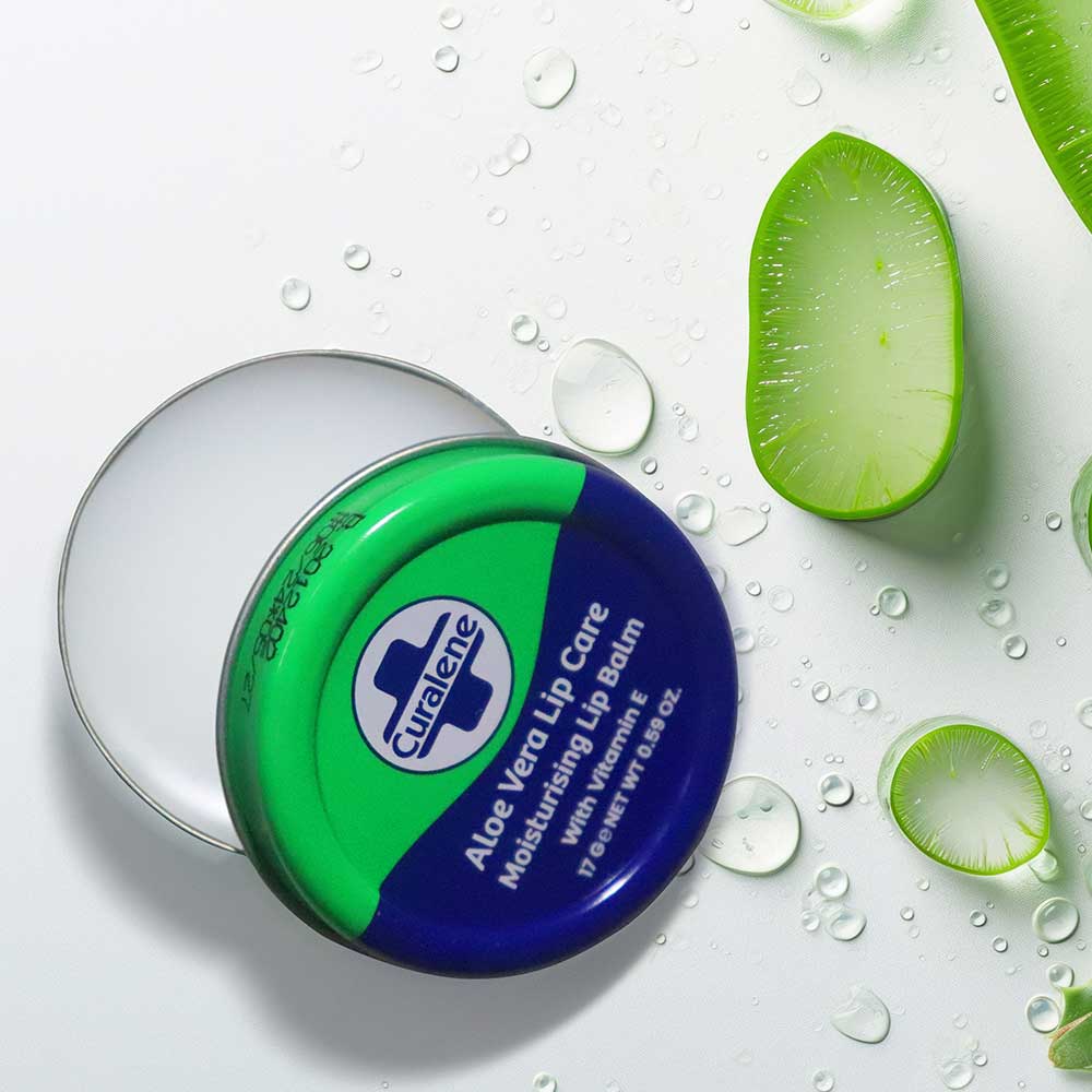 Curalene lip balm with aloe and vitamin E