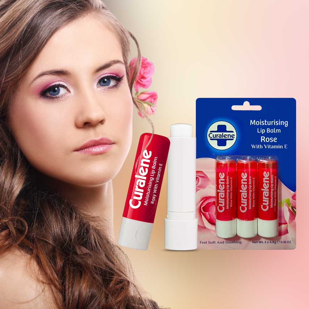 Curalene soothing rose petal lip balm