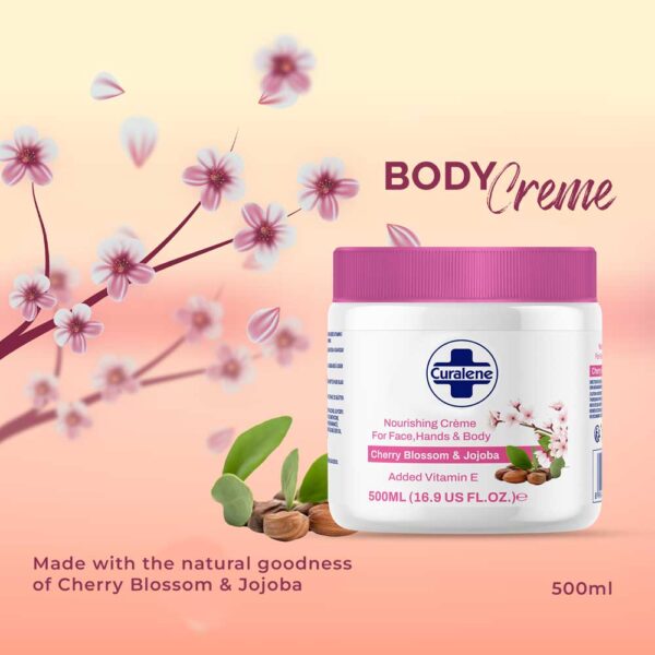 Curalene Cherry Blossom & Jojoba Body Crème (500ml) - Image 2