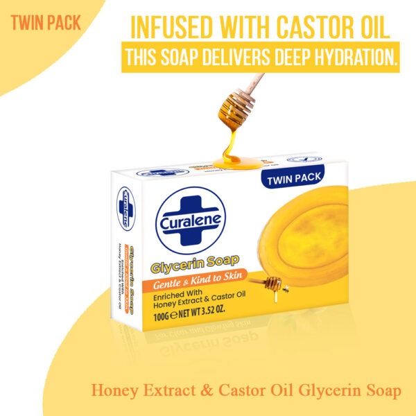 Curalene Glycerin Soap with Honey and Castor oil (Twin Pack) - Image 2