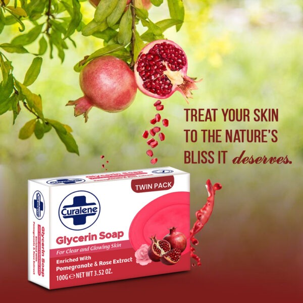 Curalene Glycerin Soap with Pomegranate and Rose Extract (Twin Pack) - Image 2