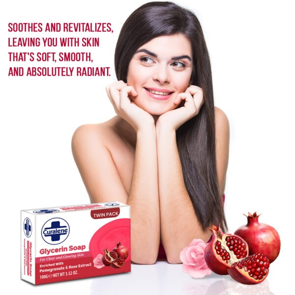 Curalene Glycerin Soap with Pomegranate and Rose Extract (Twin Pack) - Image 3